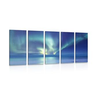 5-DÍLNÝ OBRAZ POLÁRNÍ ZÁŘE NAD OCEÁNEM - OBRAZY VESMÍRU A HVĚZD - OBRAZY