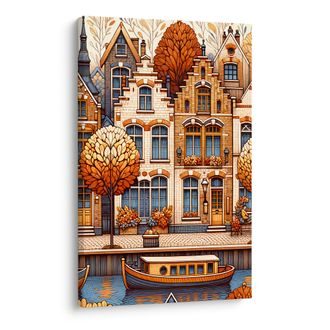 OBRAZ HISTORICKÉ DOMY VE ZLATÉM LISTÍ - OBRAZY MĚSTA - OBRAZY