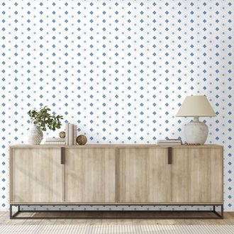 TAPETA MODRÉ GEOMETRICKÉ DIAMANTY - VZOROVANÉ TAPETY - TAPETY