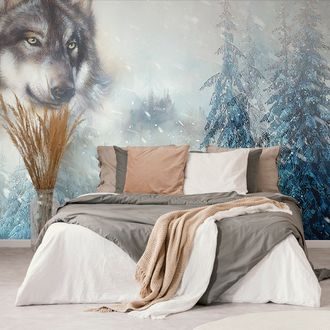Wallpaper owolf in a snowy landscape