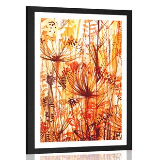 AFFICHE AVEC MONTURE PISSENLIT DANS LES TONS D'ORANGE - FLEURS - AFFICHES