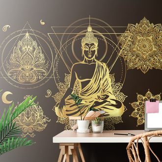 CARTA DA PARATI BUDDHA D'ORO - CARTA DA PARATI FENG SHUI - CARTA DA PARATI