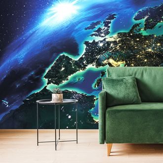 WALL MURAL BRIGHT BLUE PLANET - WALLPAPERS SPACE AND STARS - WALLPAPERS