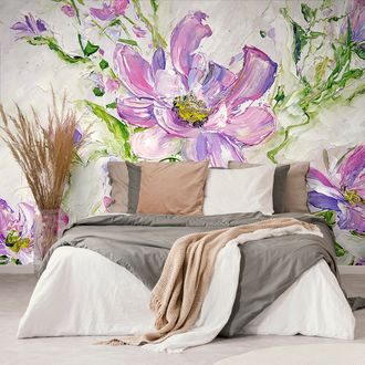 SELF ADHESIVE WALLPAPER PAINTED SUMMER FLOWERS - SELF-ADHESIVE WALLPAPERS - WALLPAPERS