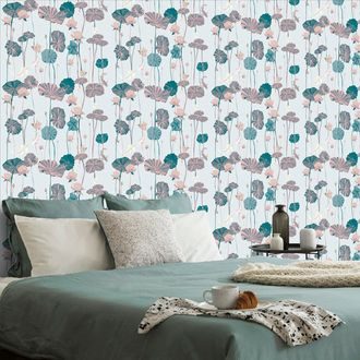 SELF ADHESIVE WALLPAPER WATER LILIES AND KOI FISH IN A BRIGHT DESIGN - SELF-ADHESIVE WALLPAPERS - WALLPAPERS