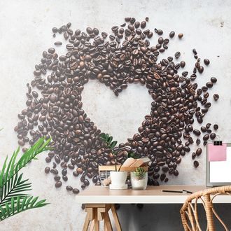Fototapet inimă din boabe de cafea