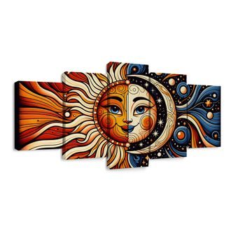 5-CZĘŚCIOWY OBRAZ SŁOŃCE I KSIĘŻYC - OBRAZY KSIĘŻYCA - OBRAZY