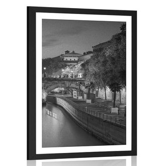 AFFICHE AVEC MONTURE LE QUAI DE PARIS EN NOIR ET BLANC - NOIR ET BLANC - AFFICHES