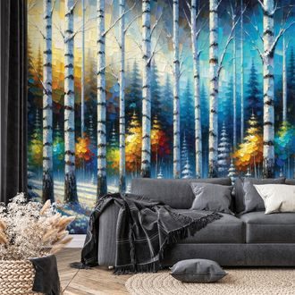 SAMOLEPÍCÍ TAPETA BAREVNÝ ZIMNÍ LES - TAPETY LES - TAPETY