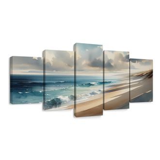 5-DÍLNÝ OBRAZ JEMNÉ VLNY U BŘEHU - OBRAZY MOŘE A PLÁŽ - OBRAZY