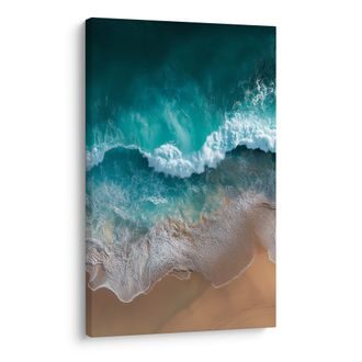 OBRAZ TYRKYSOVÁ VLNA NA PLÁŽI - OBRAZY MOŘE A PLÁŽ - OBRAZY