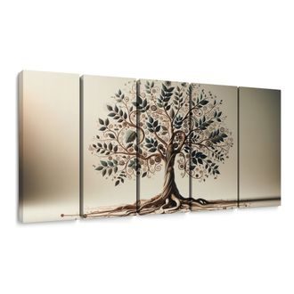 5-DÍLNÝ OBRAZ DEKORATIVNÍ STROM ŽIVOTA S ORNAMENTY - OBRAZY STROMY ŽIVOTA - OBRAZY