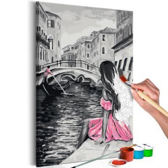 Picture painting by numbers Venice: a girl in a pink dress