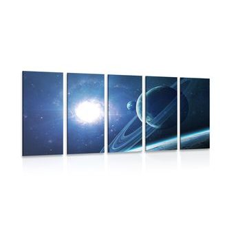 5-DÍLNÝ OBRAZ PLANETA VE VESMÍRU - OBRAZY VESMÍRU A HVĚZD - OBRAZY