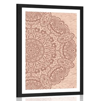 POSTER MIT PASSEPARTOUT BLUMENMANDALA - FENG SHUI - POSTER