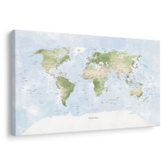 WANDBILD WELTKARTE IN PASTELLFARBEN - WELTKARTEN ALS BILDER - BILDER