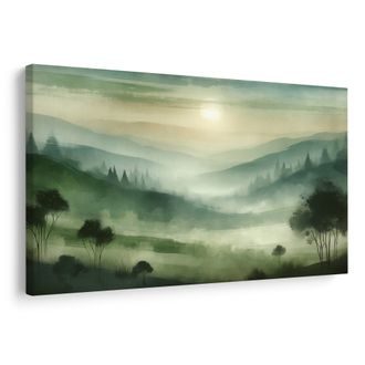 OBRAZ ZELENÉ SVAHY - OBRAZY VÝCHOD A ZÁPAD SLUNCE - OBRAZY