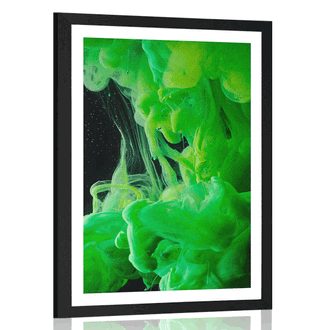 POSTER WITH MOUNT GREEN FLOWING COLORS - ABSTRACT AND PATTERNED - POSTERS