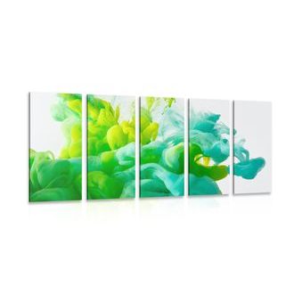 5-DÍLNÝ OBRAZ INKOUST V ZELENÉM ODSTÍNU - ABSTRAKTNÍ OBRAZY - OBRAZY