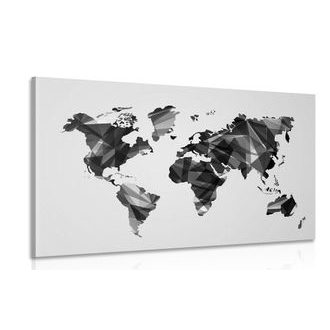 OBRAZ MAPA SVĚTA V DESIGNU VEKTOROVÉ GRAFIKY V ČERNOBÍLÉM PROVEDENÍ - OBRAZY MAPY - OBRAZY
