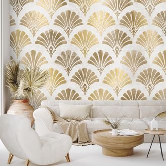 TAPÉTA ARANY ART DECO KAGYLÓK - MINTÁS TAPÉTÁK - TAPÉTÁK