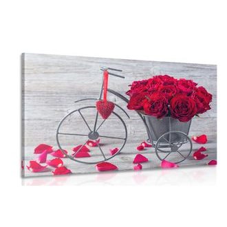 WANDBILD FAHRRAD VOLL VON ROSEN - BILDER BLUMEN - BILDER