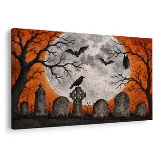 OBRAZ TAJEMNÝ HŘBITOV POD ÚPLŇKEM - HALLOWEENSKÉ A HOROROVÉ OBRAZY - OBRAZY