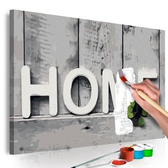 Dipinto con i numeri con scritta in grigio "Home"
