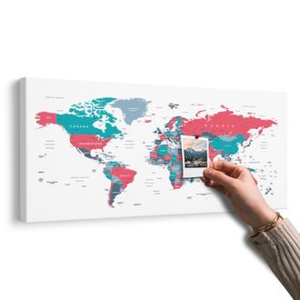 OBRAZ NA KORKU MAPA SVĚTA S PASTELOVÝM NÁDECHEM - OBRAZY NA KORKU - OBRAZY