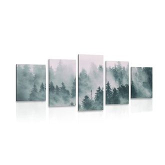 5-PIECE CANVAS PRINT MOUNTAINS IN A FOG - PICTURES OF NATURE AND LANDSCAPE - PICTURES