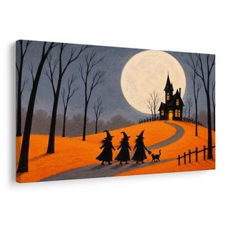 OBRAZ ČARODĚJNICE POD ÚPLŇKEM - HALLOWEENSKÉ A HOROROVÉ OBRAZY - OBRAZY