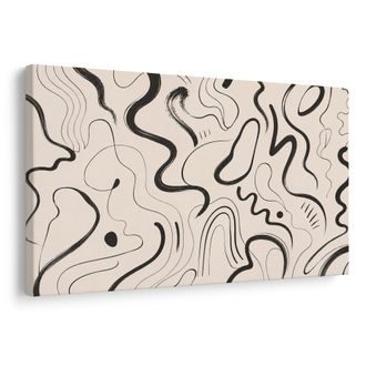 TABLEAU SUR TOILE – FLUX ABSTRAIT DE LIGNES NOIRES - IMAGES FORMES ABSTRAITES - TABLEAUX