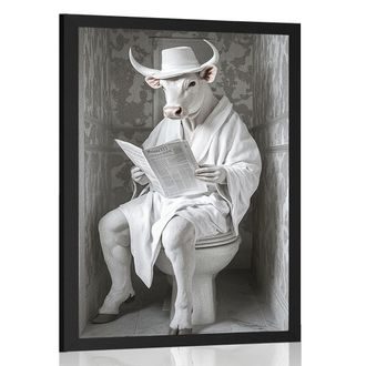 POSTER TAUR ALB CU ZIAR PE TOALETĂ - BIVOLI - POSTERE