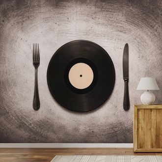 SAMOLEPILNA FOTOTAPETA VINILNA PLOŠČA S PRIBOROM - GLASBENE FOTOTAPETE - TAPETE