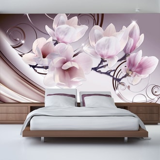 Photo wallpaper pink magnolia