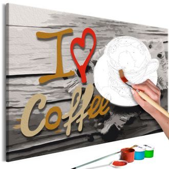 Dipinto con i numeri con la scritta "I Love Coffee"
