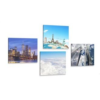 CANVAS PRINT SET VIEW OF SKYSCRAPERS IN NEW YORK CITY - SET OF PICTURES - PICTURES