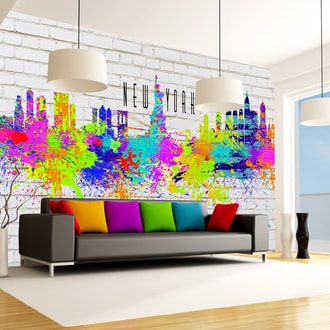 Photo wallpaper coloured New York in abstract design