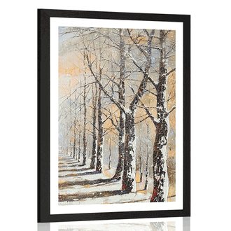 POSTER MIT PASSEPARTOUT WINTERBAUMALLEE - NATUR - POSTER