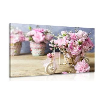 WANDBILD ROMANTISCHE ROSA NELKE MIT VINTAGE-TOUCH - VINTAGE- UND RETRO-BILDER - BILDER