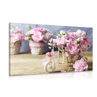 QUADRO DI UN ROMANTICO GAROFANO ROSA CON UN TOCCO VINTAGE - QUADRI VINTAGE E RETRÒ - QUADRI