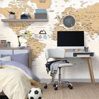 SELF ADHESIVE WALLPAPER WORLD MAP WITH A VINTAGE TOUCH - SELF-ADHESIVE WALLPAPERS - WALLPAPERS