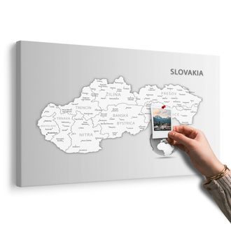 OBRAZ NA KORKU ČERNOBÍLÁ MAPA SLOVENSKÉ REPUBLIKY - OBRAZY NA KORKU - OBRAZY