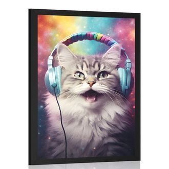 PLAKAT KOT ZE SŁUCHAWKAMI - PLAKATY - 🔥 TOTALNA WYPRZEDAŻ 🔥