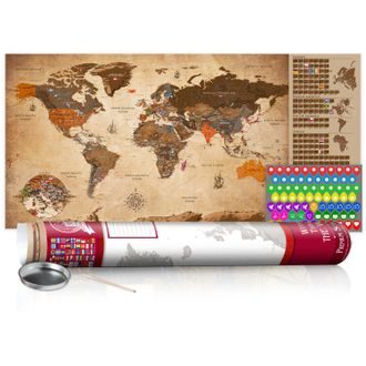Stírací mapa v zemitých barvách - Vintage Map