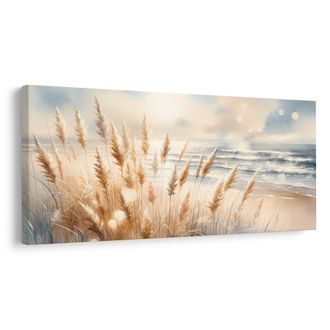 TABLEAU SUR TOILE – HERBE DE LA PAMPA PRÈS DE LA MER - TABLEAUX DE LA MER ET DE LA PLAGE - TABLEAUX