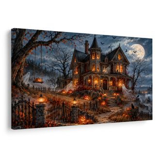 OBRAZ STRAŠIDELNÝ DŮM V MĚSÍČNÍM SVITU - HALLOWEENSKÉ A HOROROVÉ OBRAZY - OBRAZY