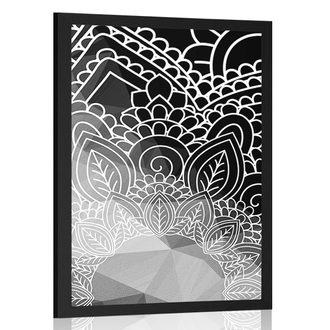 POSTER ELEMENTE DES MANDALAS IN SCHWARZ-WEISS - SCHWARZ-WEISS - POSTER