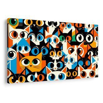OBRAZ BAREVNÉ KOČKY V ABSTRAKCI - OBRAZY KOČKY - OBRAZY
