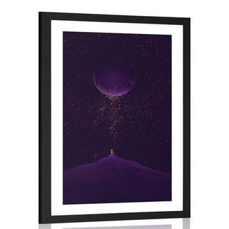 Plakat passepartout fioletowa magiczna planeta